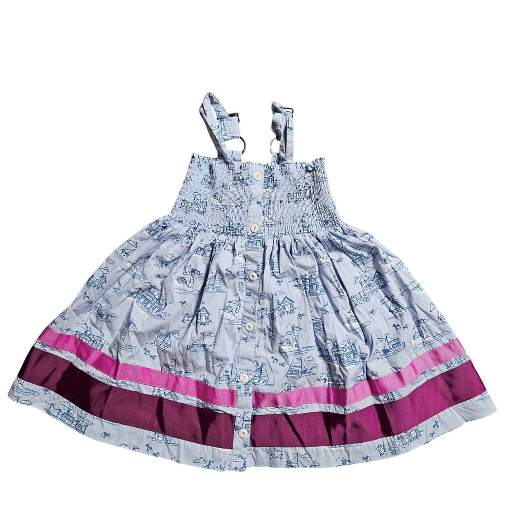 Matilda Jane Its A Wonderful Parade Boardwalk Dress Nautical Sailboat Smocked 4